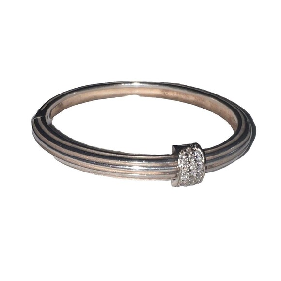 Slane & Slane Sterling Silver Diamond In 10k Gold Clasp Hinged Bracelet 43 G - Picture 11 of 16